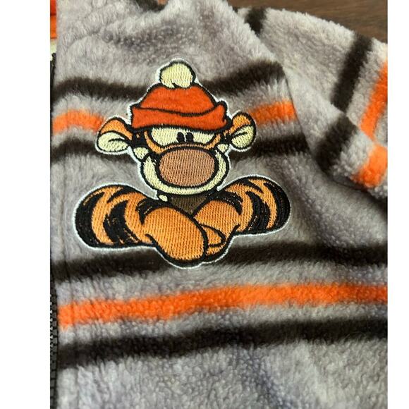 VTG Disney Baby Embroidered Striped Tigger Fleece Hooded Jacket with Ears 6/9 Mo - Picture 7 of 7